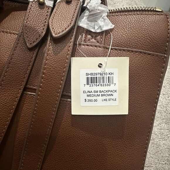 Fossil $250 Elina Convertible Backpack Leather Small Brown Satchel Minimalist - Picture 6 of 12